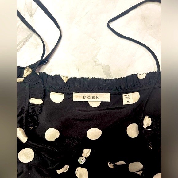 NWOT Doen Louise Black & White Polka Dot Silk Camisole in Solstice Sky, Size M - Picture 8 of 16